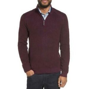 Ted Baker Men's Deep Burgundy quarter Zip-Up Sweater size XL maroon